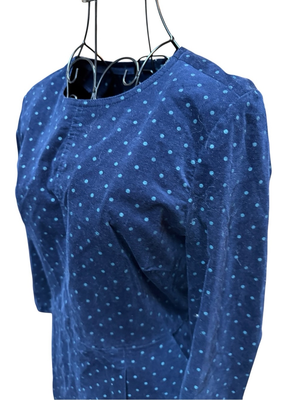 Joules Navy Polka Dot Long Sleeve Corduroy Dress size 4 Classic - Picture 5 of 12